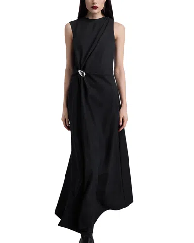 Kate Barton Odette Draped Midi Dress In Black