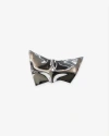 Kate Barton Pinched Mini Leather Brooch In Silver