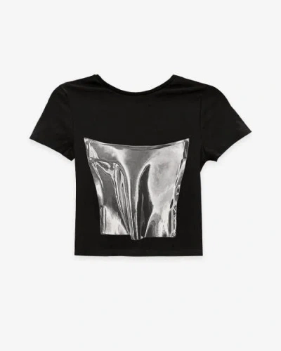 Kate Barton Printed Corset Baby Tee In Black