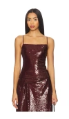 Kate Barton Sequin Column Tank Top In Burgundy
