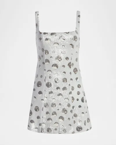 Kate Barton Sequin Polka Dot Square-neck Mini Dress In White