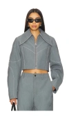 Kate Barton Specialty Denim Paneled Jacket In Gray