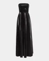 Kate Barton Strapless A-line Patent Vinyl Gown In Black