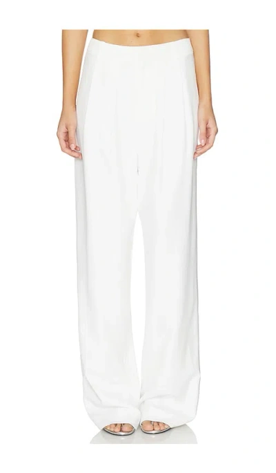 Kate Barton Wool Cotton Pleat Trouser In White