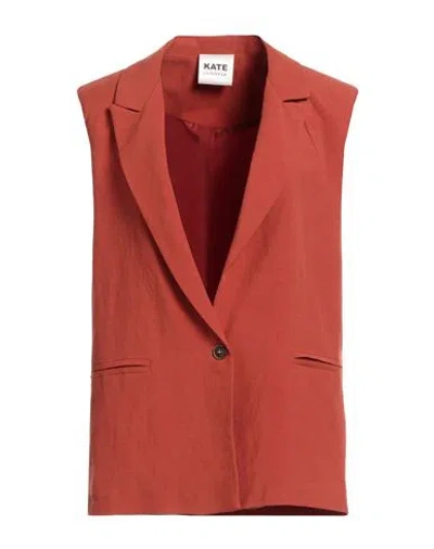 Kate By Laltramoda Woman Blazer Rust Size 10 Viscose, Linen In Red