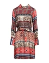 Kate By Laltramoda Woman Mini Dress Brick Red Size L Viscose In Red