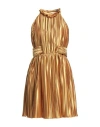 Kate By Laltramoda Woman Mini Dress Gold Size 4 Polyester, Elastane In Gold