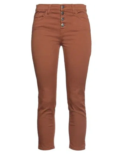 Kate By Laltramoda Woman Pants Tan Size 6 Cotton, Elastane In Brown