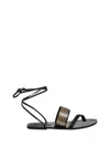 Kate Cate Ayda Crystal Laced Flat Sandal In Black