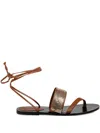 Kate Cate Ayda Crystal Laced Flat Sandal In Brown