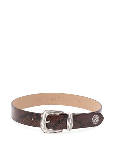 Kate Cate Embossed Leather Belt In Brown