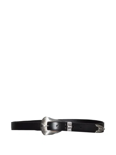 Kate Cate Engraved-buckle Leather Belt In Black