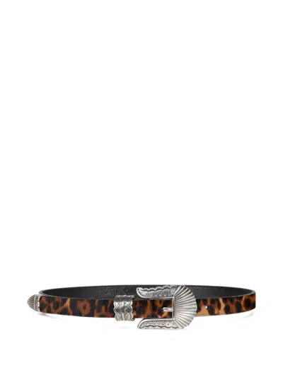 Kate Cate Kim Leopard-print Belt In Brown