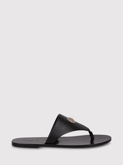 Kate Cate Phoebe Leather Flip-flops In Black