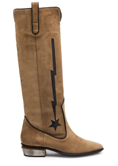 Kate Cate Stella Rock 40 Suede Knee-high Boots In Brown