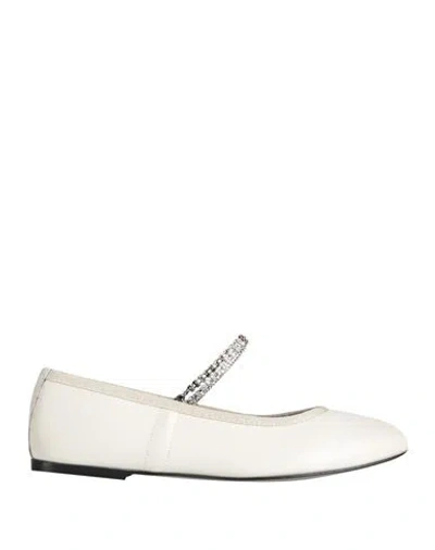 Kate Cate Woman Ballet Flats White Size 8 Leather In Multi