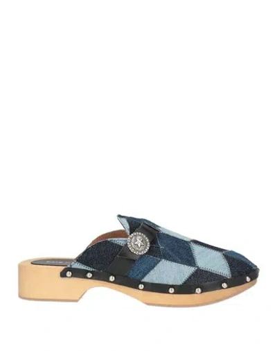 Kate Cate Woman Mules & Clogs Blue Size 7 Textile Fibers