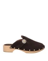 Kate Cate Woman Mules & Clogs Dark Brown Size 7 Leather In Brown
