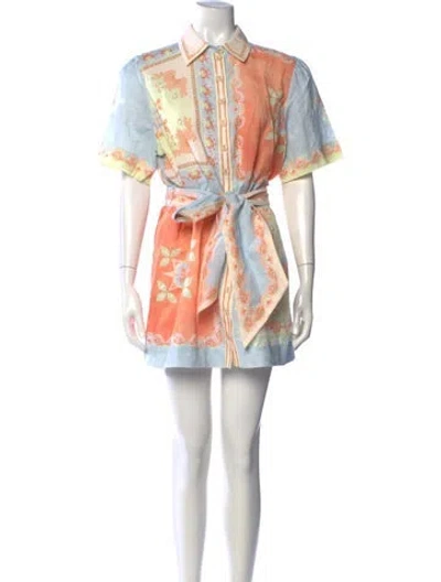 Pre-owned Kate Ford Floral Print Mini Dress In Multicolor