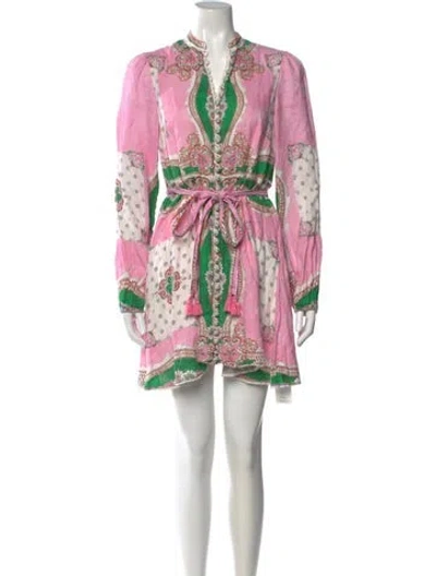 Pre-owned Kate Ford Linen Mini Dress In Pink