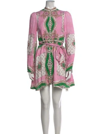 Pre-owned Kate Ford Linen Mini Dress In Pink