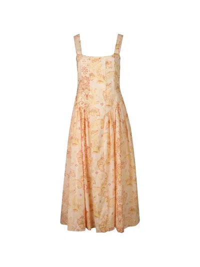 Kate Ford Peonia Bodige Gown Floral Dress In Neutral