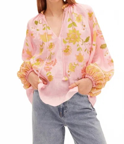 Kate Ford Ruellia Tassel Blouse In Mabel Pink In Multi