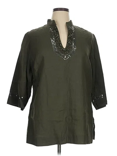Pre-owned Kate Hill 3/4 Sleeve Blouse In Green