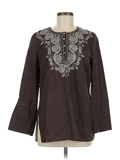 Pre-owned Kate Hill Long Sleeve Blouse In Brown