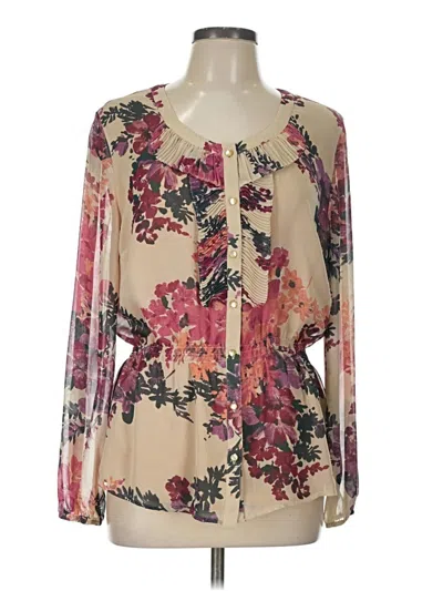 Pre-owned Kate Hill Long Sleeve Blouse In Ivory