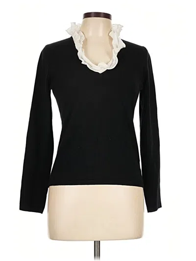 Pre-owned Kate Hill Long Sleeve Top Black Open Neckline Tops