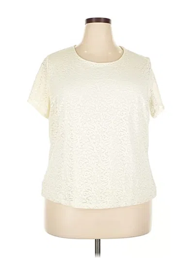 Pre-owned Kate Hill Short Sleeve Top Ivory Crew Neck Tops