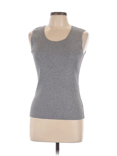 Pre-owned Kate Hill Sleeveless Top Gray Scoop Neck Tops