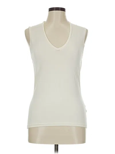 Pre-owned Kate Hill Sleeveless Top Ivory V Neck Tops In White