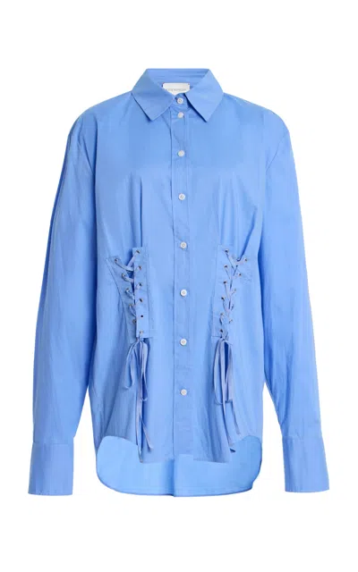 Kate Hundley Buttondown Cotton Shirt In Blue