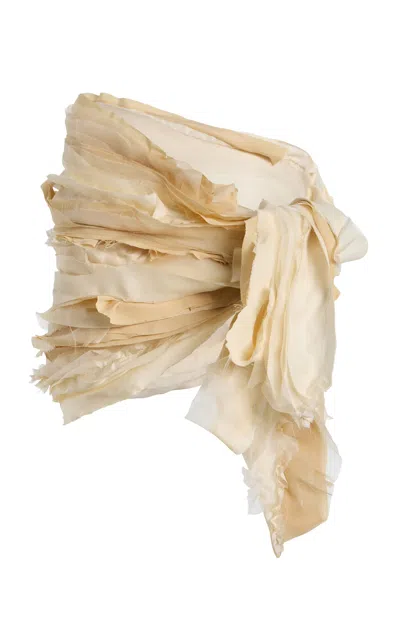 Kate Hundley Destruction Strip Silk Sash In White