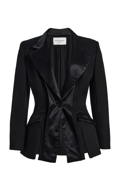 Kate Hundley Hourglass Split Wool-silk Tuxedo Jacket In Black