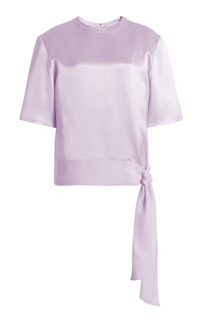 Kate Hundley Sash Silk Shirt In Purple