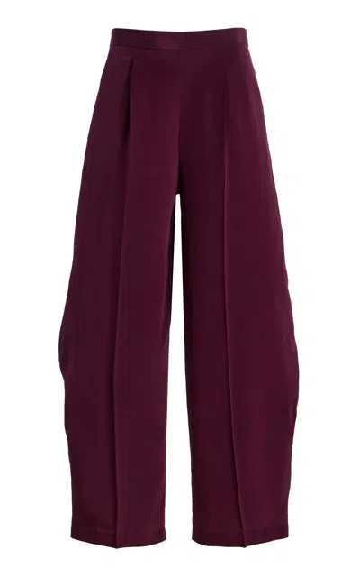 Kate Hundley Sculpted Silk Wide-leg Pants In Purple