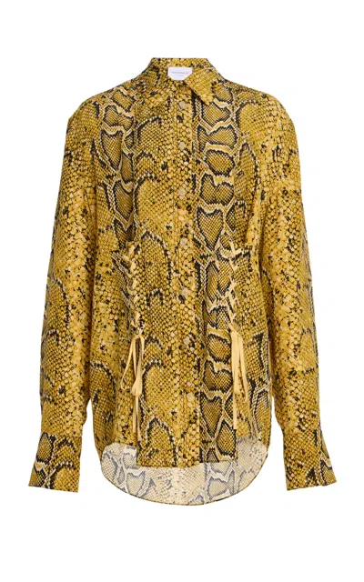 Kate Hundley Snakeskin Print Silk Top In Animal Print