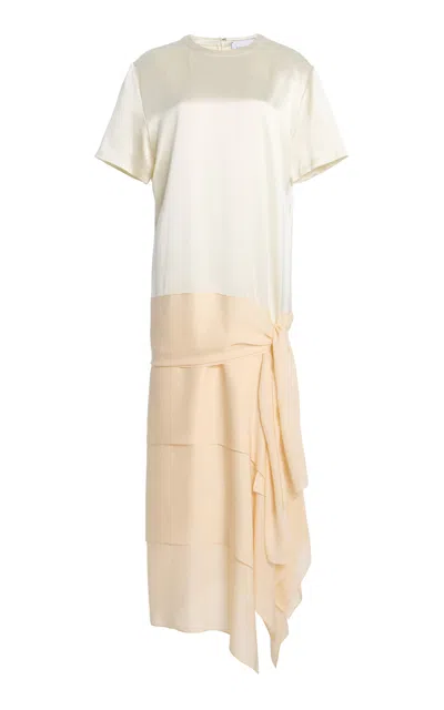 Kate Hundley Tiered Silk Maxi Dress In White