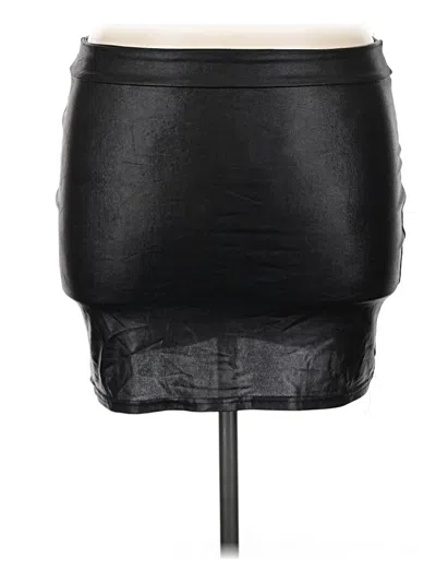 Pre-owned Kate Kasin Faux Leather Skirt In Black