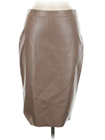 Pre-owned Kate Kasin Faux Leather Skirt In Brown