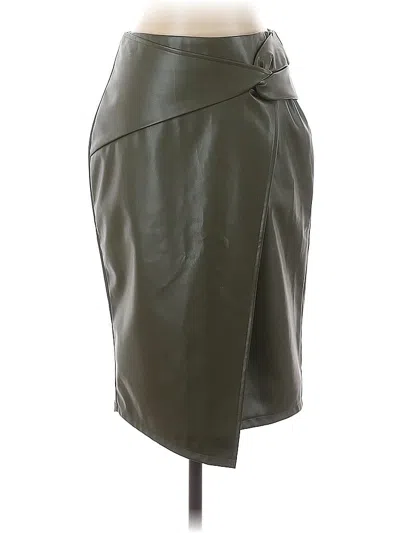 Pre-owned Kate Kasin Faux Leather Skirt In Green