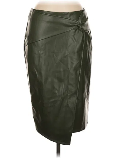 Pre-owned Kate Kasin Faux Leather Skirt In Green