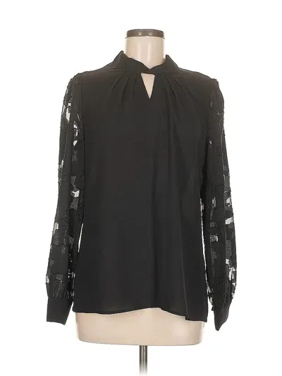 Pre-owned Kate Kasin Long Sleeve Blouse In Black