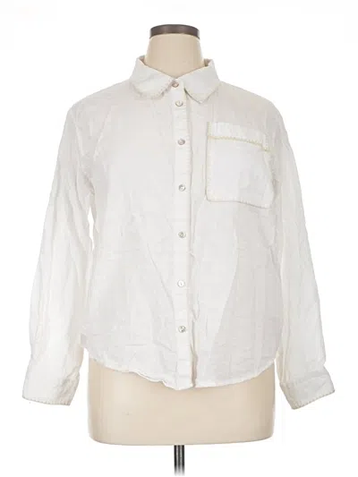 Pre-owned Kate Kasin Long Sleeve Button Down Shirt In White