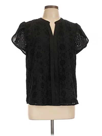 Pre-owned Kate Kasin Short Sleeve Blouse In Black