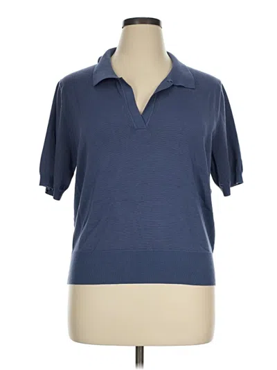Pre-owned Kate Kasin Short Sleeve Polo Shirt In Blue