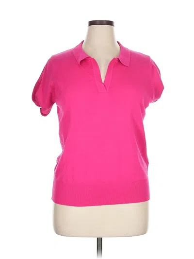 Pre-owned Kate Kasin Short Sleeve Polo Shirt In Pink